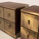 Aldo Frigerio Italian Walnut Burl and Gold-Laminated Brass Bagdad Nightstands