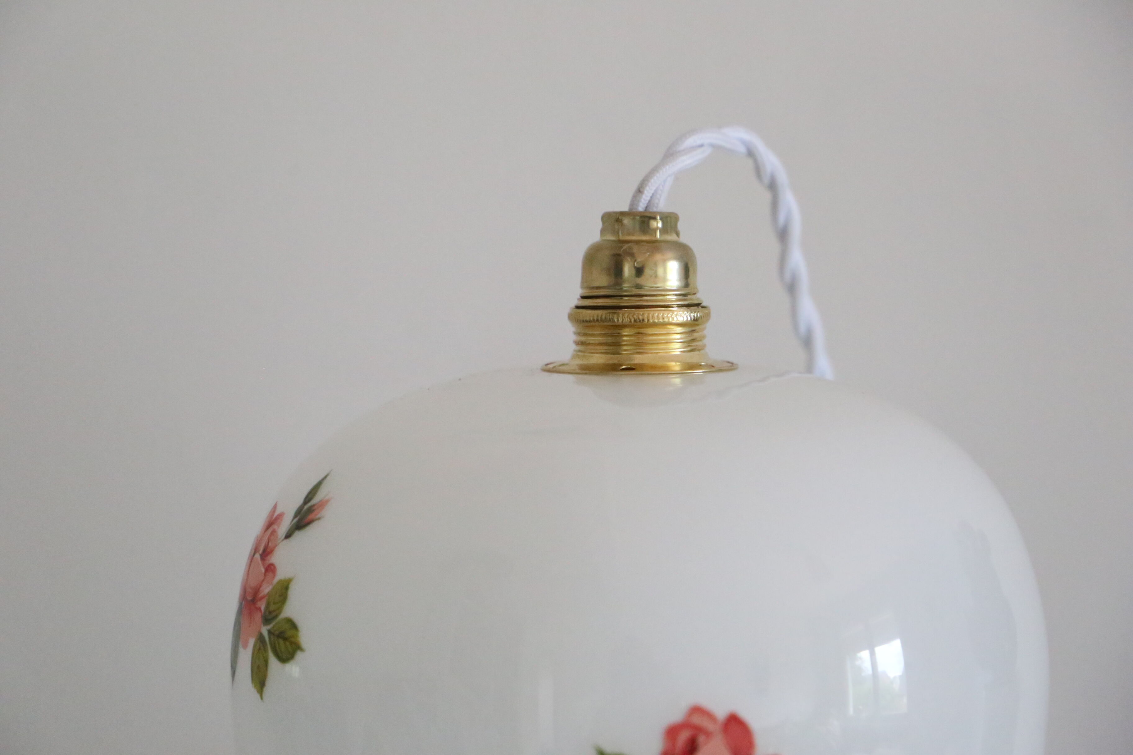 Opaline hanging decorated with roses, 60s, vintage