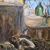 Oil on canvas "the artist's studio"