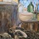 Huile sur toile "l'atelier de l'artiste "