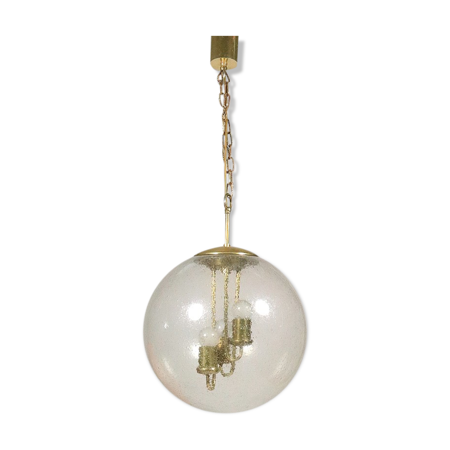 Big Ball Vintage lamp, Glass and brass by SAKU, 1970s