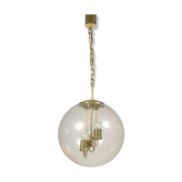Vintage Big Ball Lamp, Glass and Brass by SAKU, 1970s