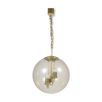 Lampe big ball vintage, verre et laiton par saku, années 1970