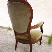 Mahogany Napoleon III Armchair with Carved Grapes  Decoration on Top, 1870s