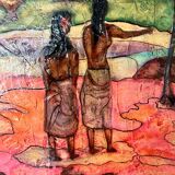 Landscape on cardboard