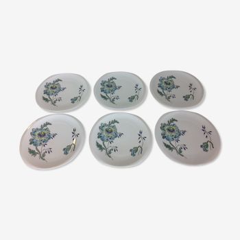 Suite de 6 assiettes Themis par L. Bernardaud à Limoges, fleurs