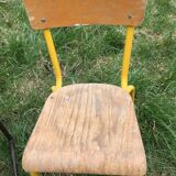 Set of 6 70s school chairs in different patinas and models