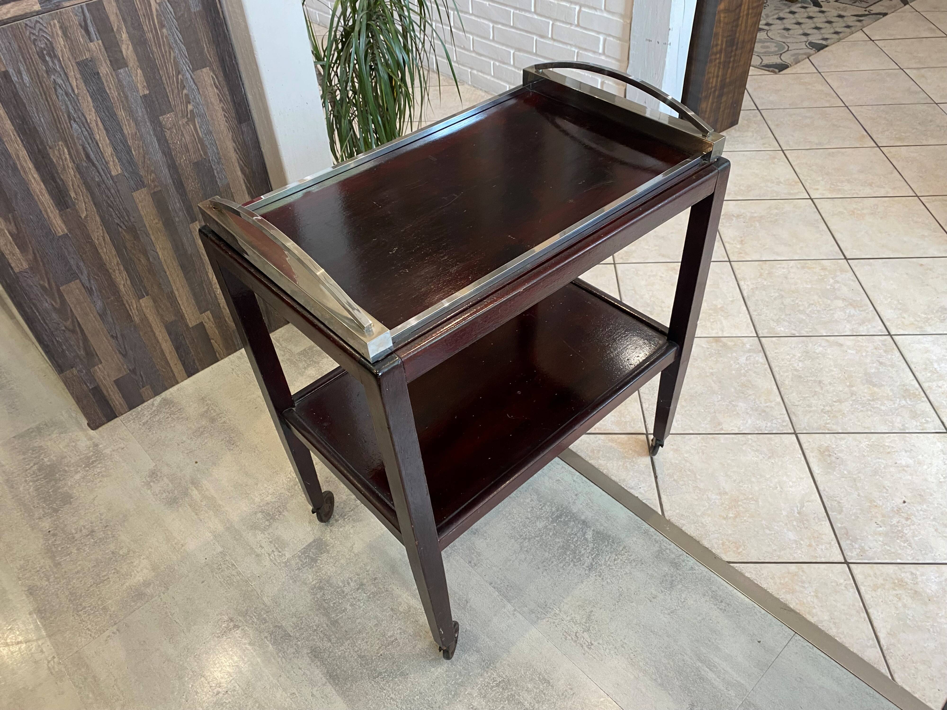 Rolling bar cart with 1 removable tray, Art Deco 1930.