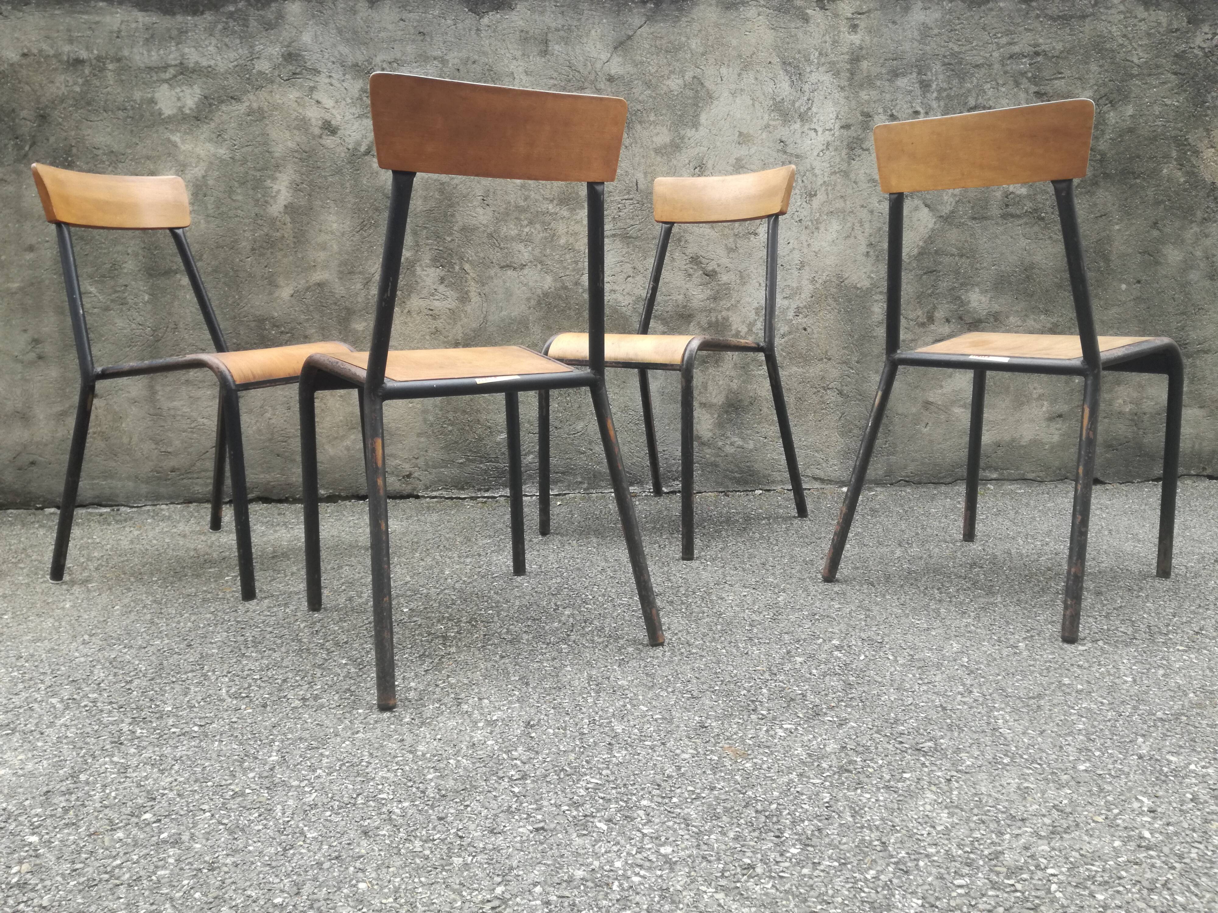 4 vintage Stella school chairs