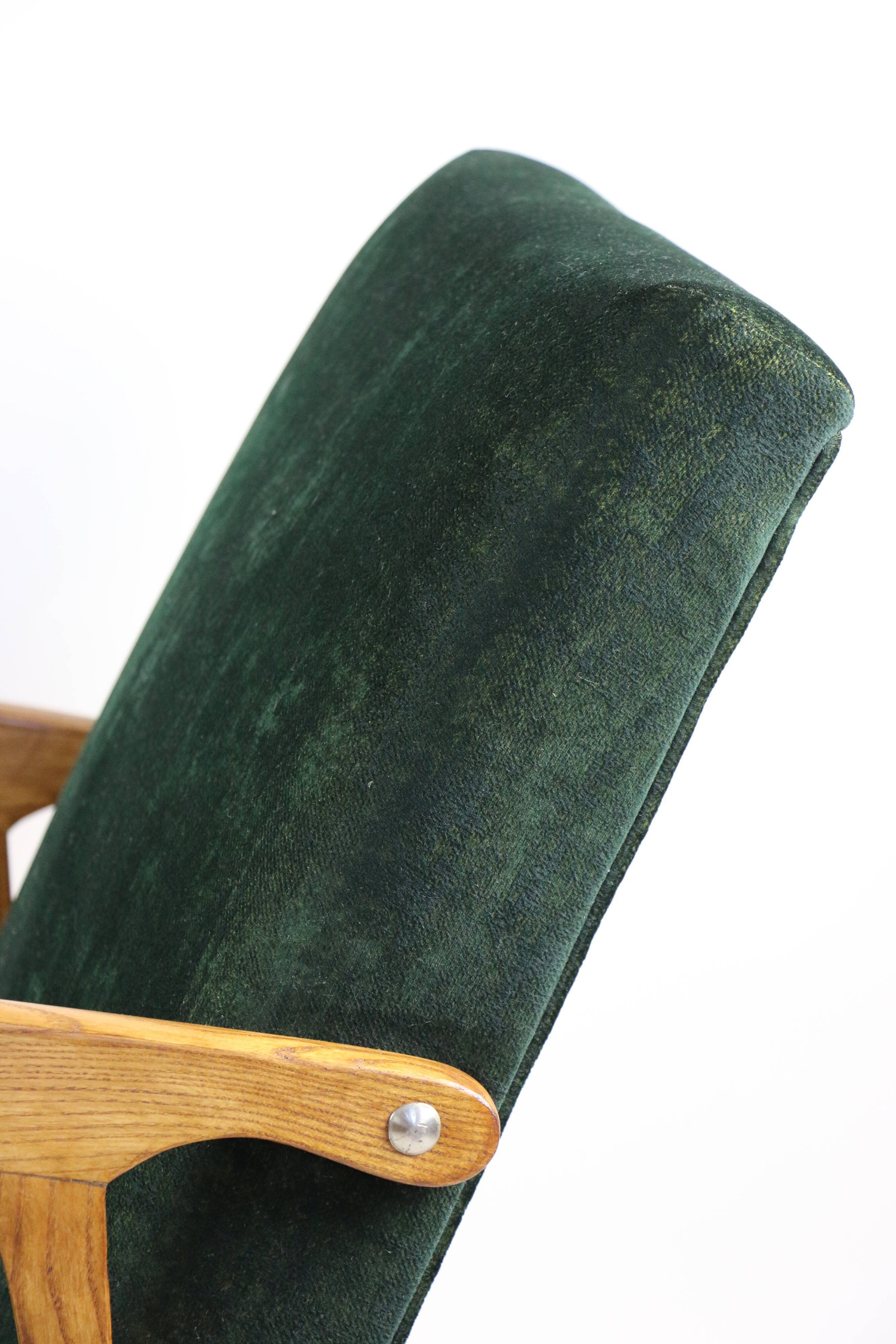 Fauteuil vintage en velours vert, années 1970