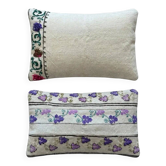 Set of 2 vintage embroidered cushion covers 36x61 cm