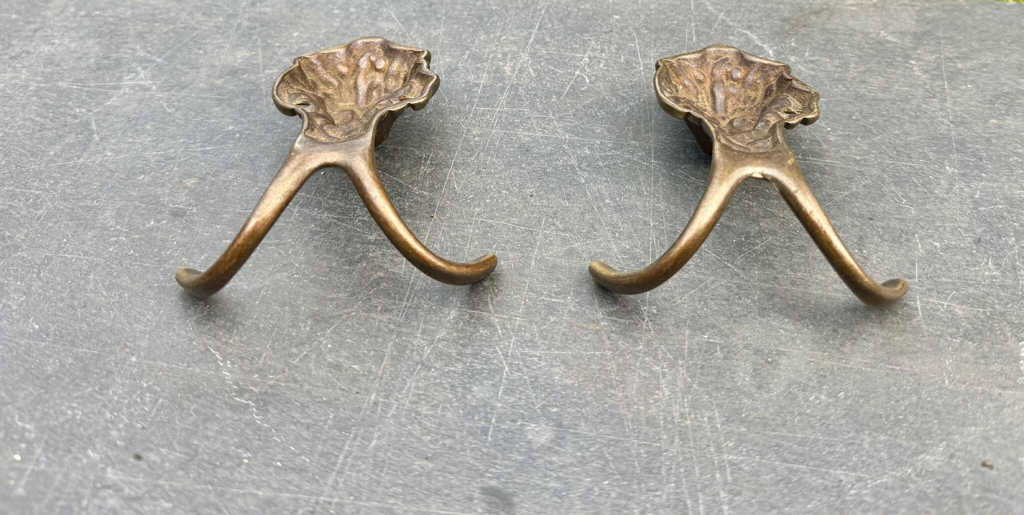 Paire de patère lion en laiton ancien