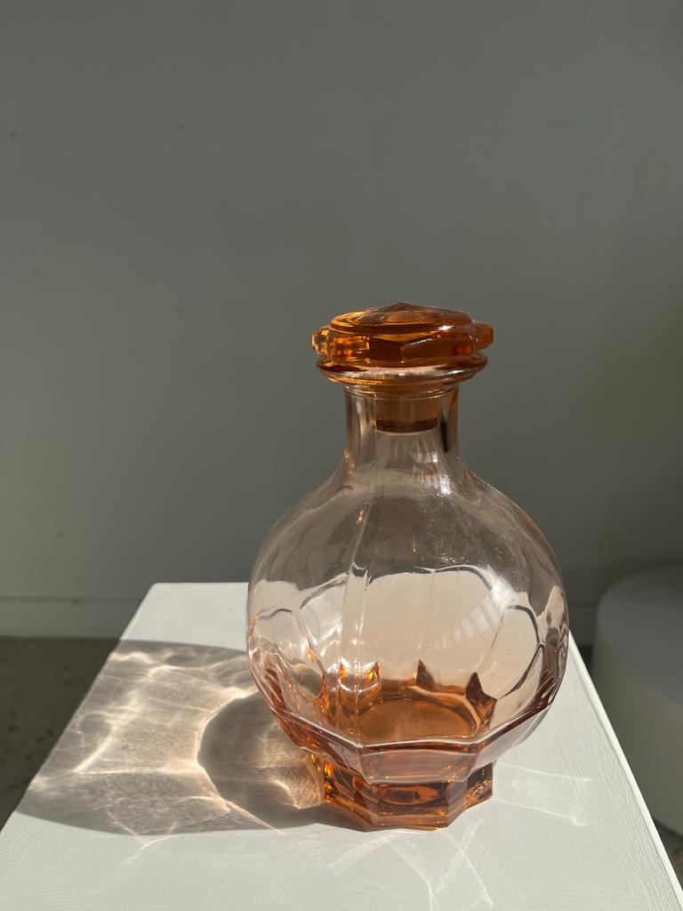 Pink glass liqueur decanter
