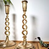 Golden brass candle holders