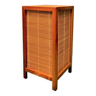 Lampe de salon Shoji Tarogo en bois et roseaux de bambou Japon années 80