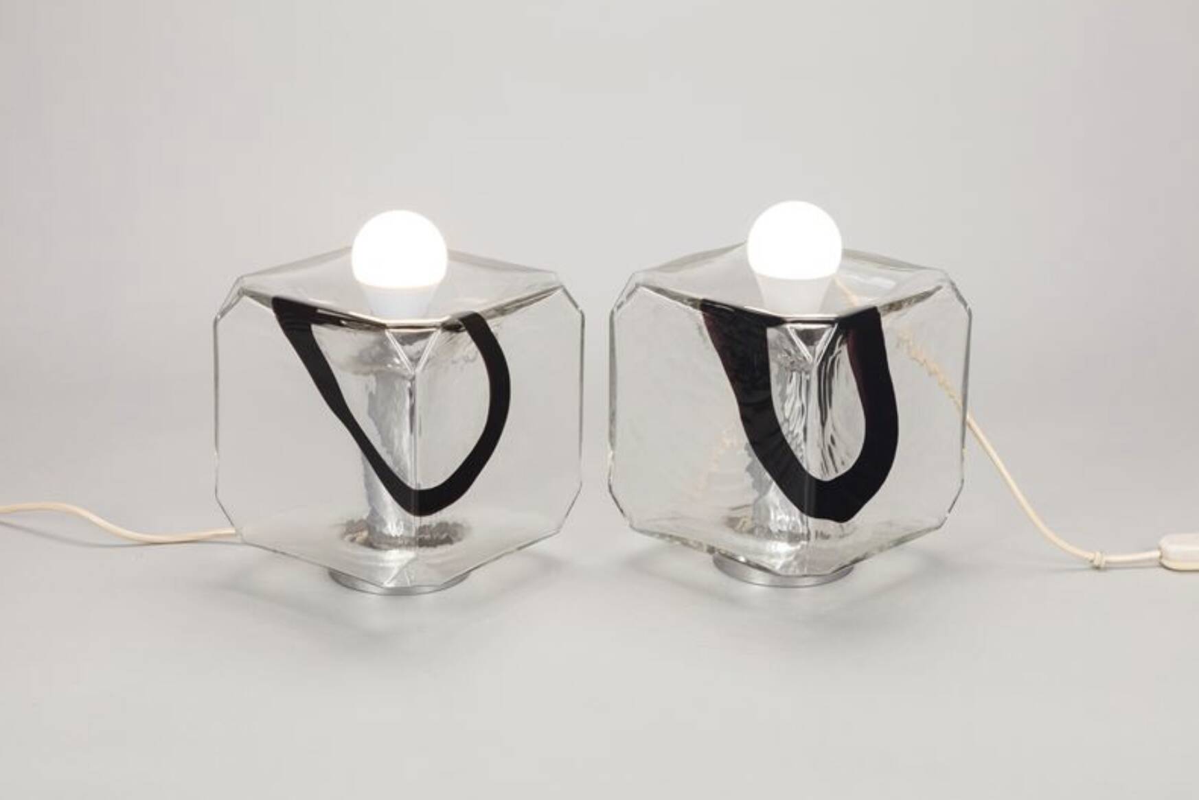 Fratelli Toso, Pair of Murano blown glass lamps, F.lli Toso, Murano Italy 1970s