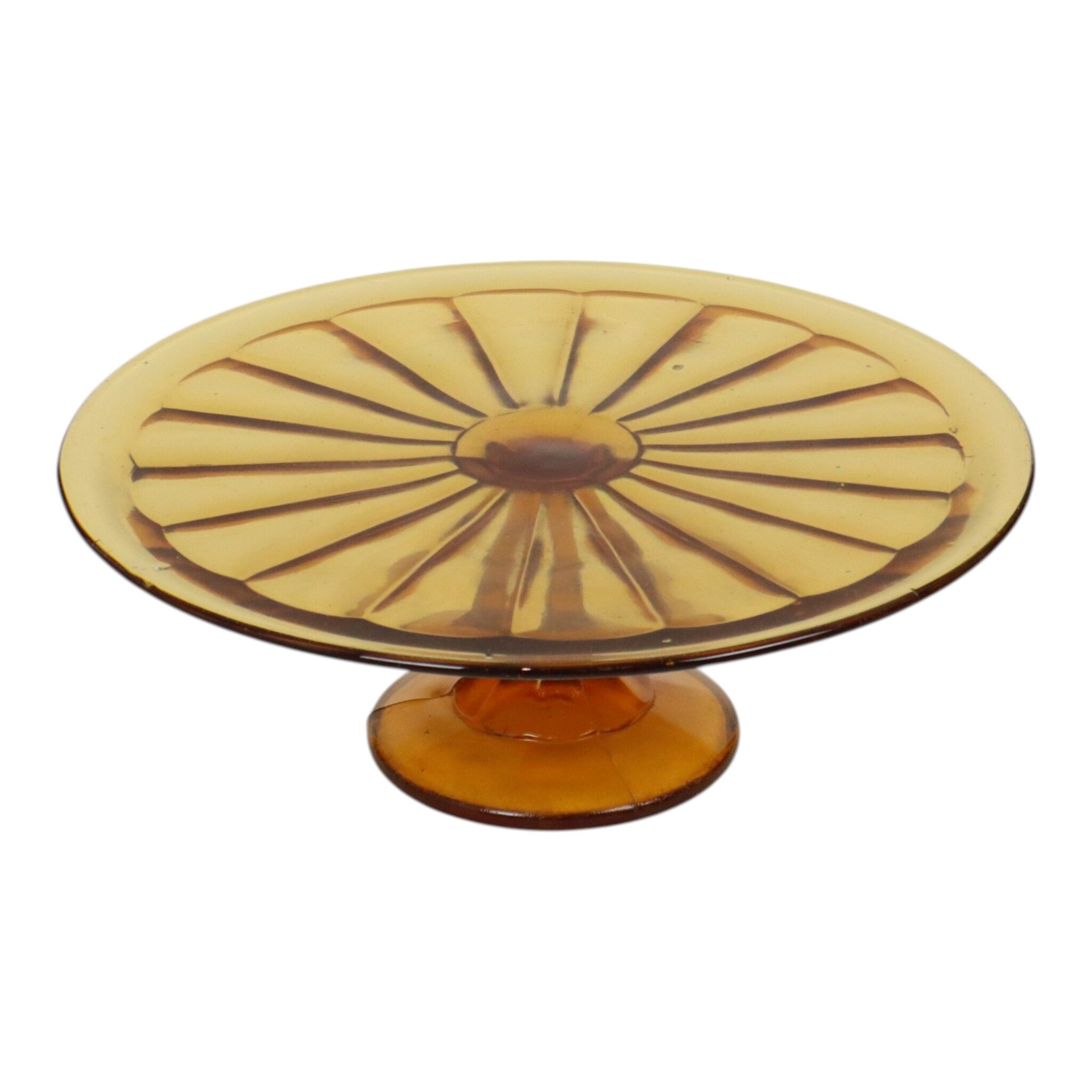 Amber Art Deco Cake Platter / Pastry Dish – Depression Glass