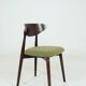 Modern Set of 2 Dining Chairs, Avocado Green Bouclè and Dark Wood