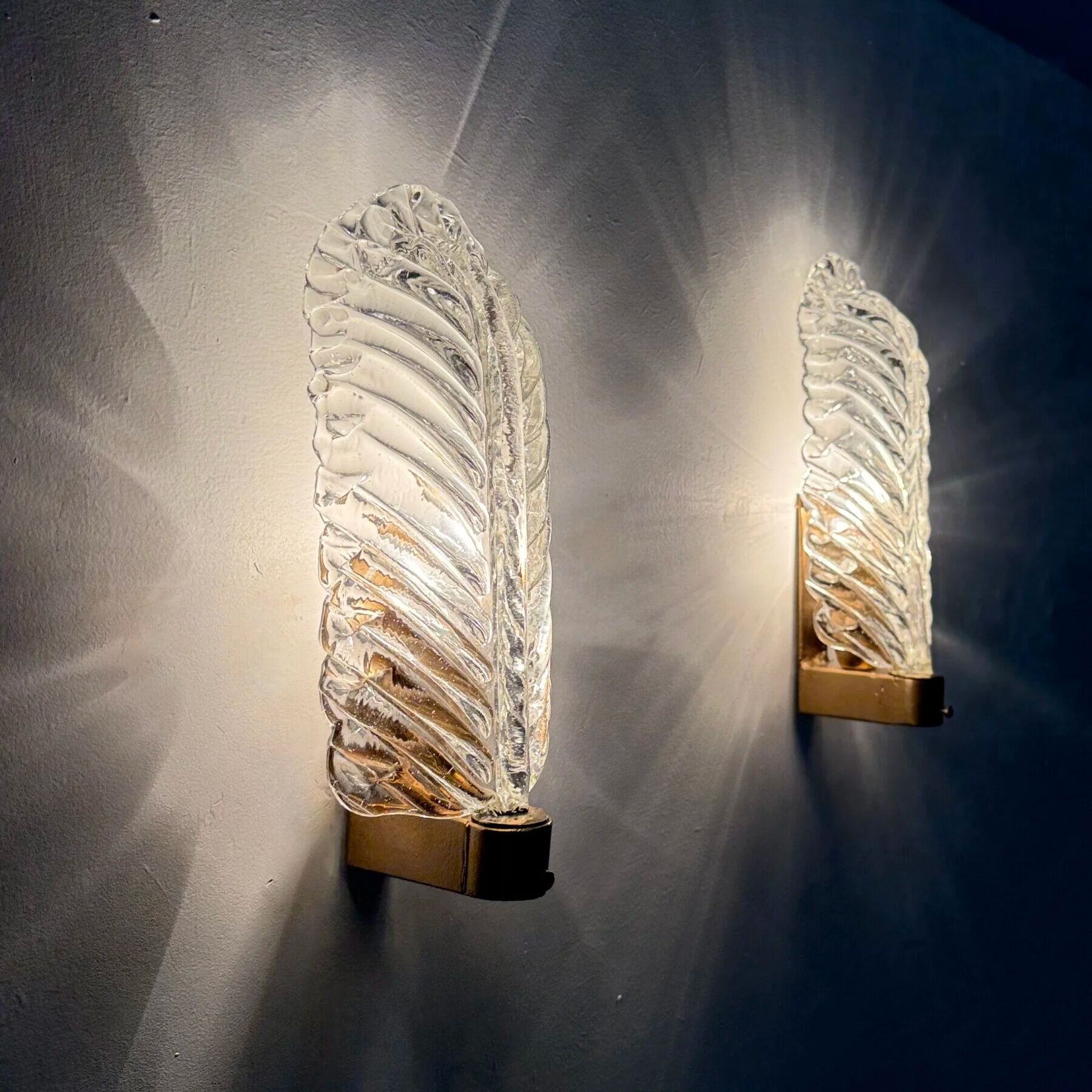 Set of 2 Barovier & Toso wall lamps sconce, 1950s Italy