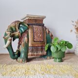 Plant stand - Vintage elephant stool in glazed ceramic