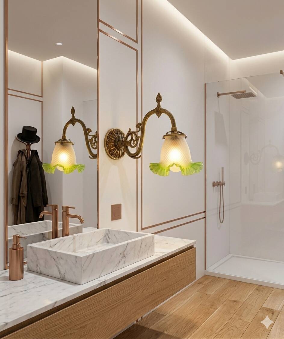 Louis XVI style wall sconce - Chiseled bronze and opaline glass