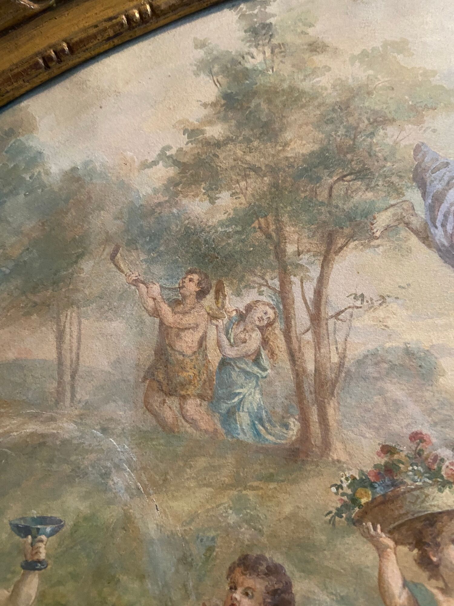 Watercolor painting XIXth Century antique decoration signed M.Censier