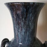 Accolay pottery Yonne - Double handle woven vase - Blue-grey glazed stoneware