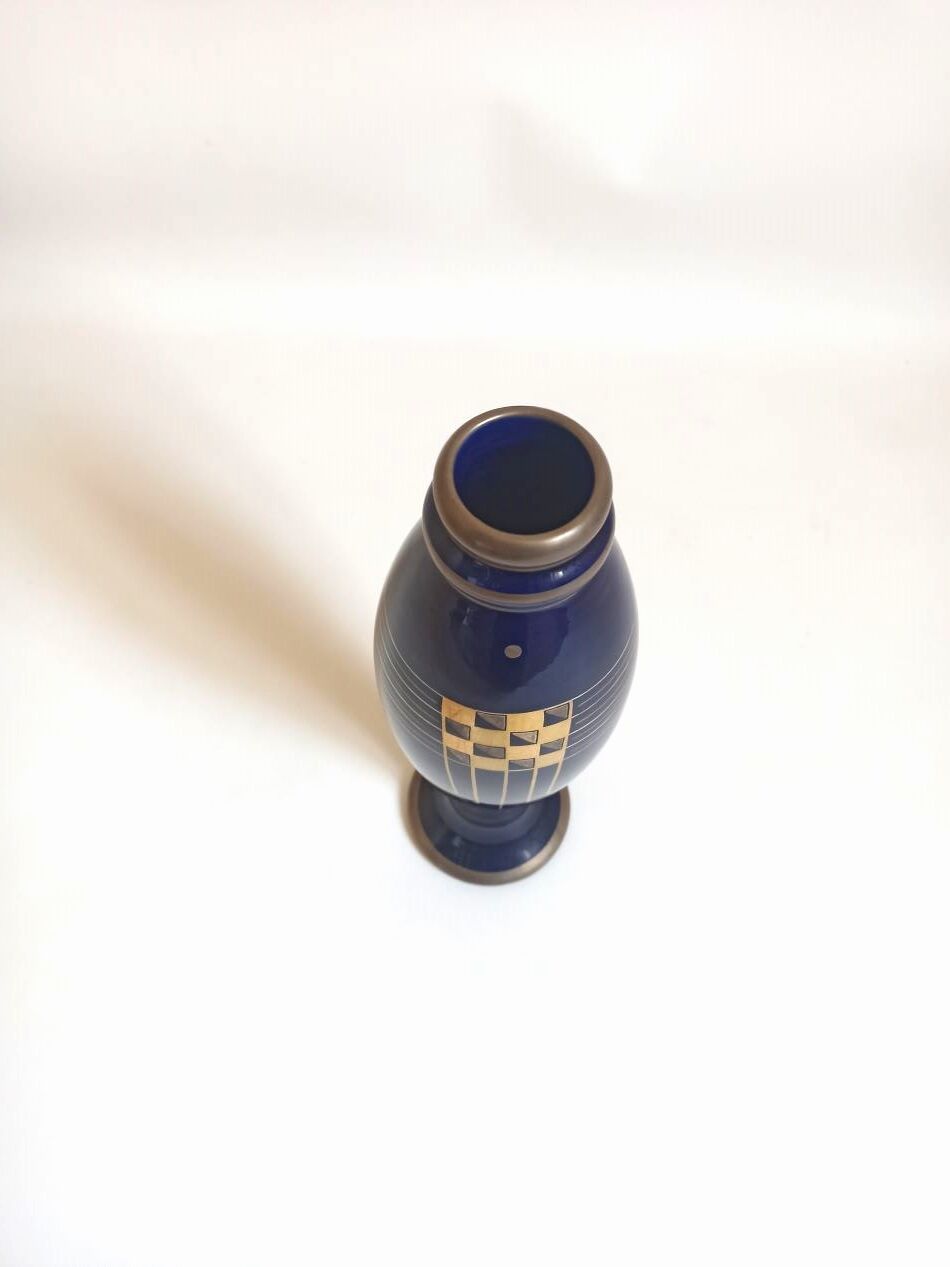 Soliflore Pinon Heuzé blue and gold Height 42 cm