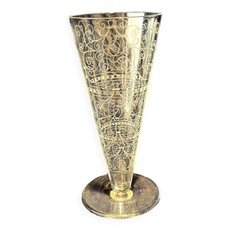 Vase conique modele lido en cristal de baccarat motifs art deco