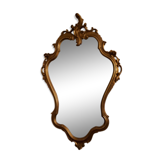 Mirror Louis XV rockery - gilded bronze wood - 62x102cm