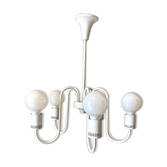 Chandelier 5 burners in white metal