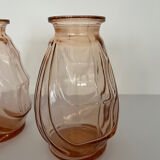 Pair of small pink glass Art Deco vases