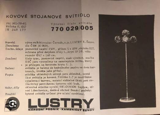 1970's Ceiling Lamp by Miroslav Cermak for Kamenicky Senov Factory