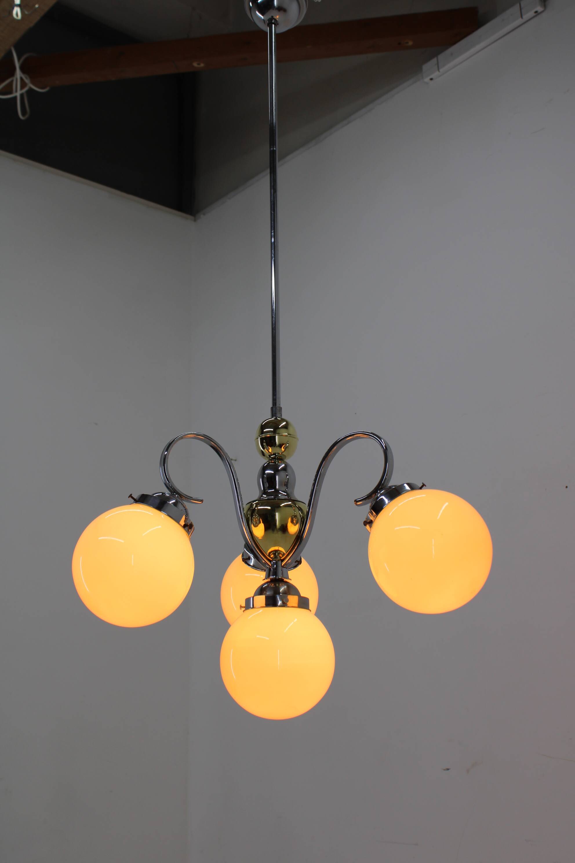 Art Deco Chandelier, 1930s, Restored