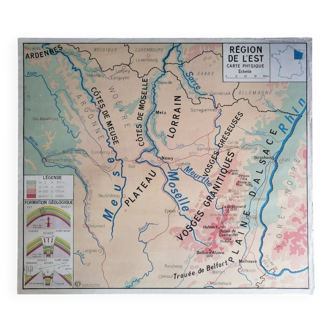 Carte scolaire vintage mdi France Régions Nord et Est