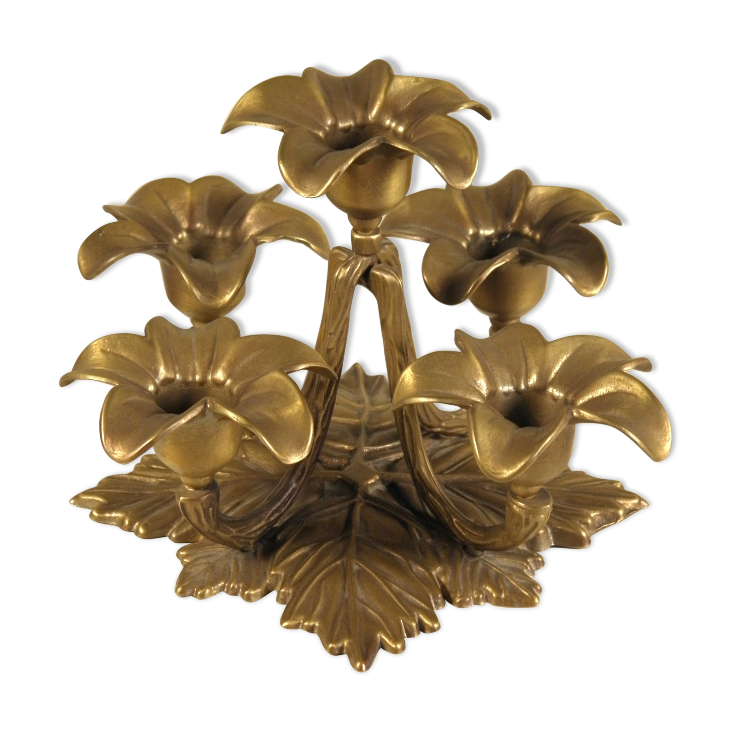 Candlestick - candlestick " flowers " in gilded bronze