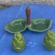 Vintage glazed ceramic barbotine artichoke shaped salt cellars