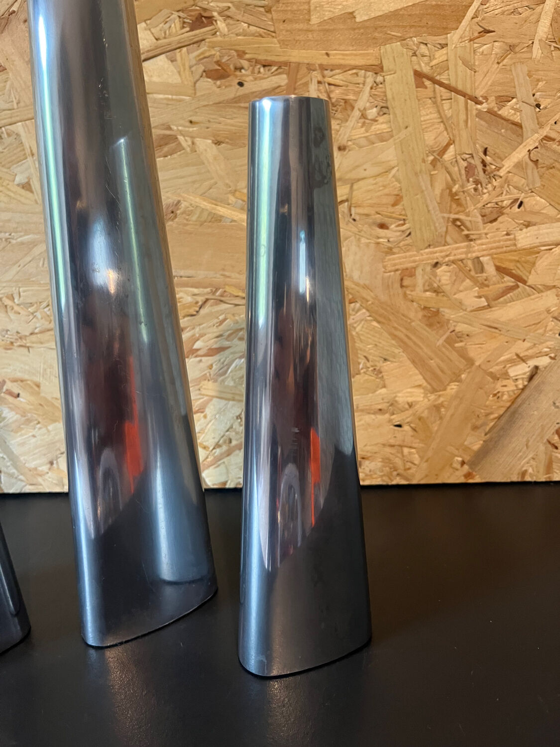 Trio of aluminum candle holders year 90