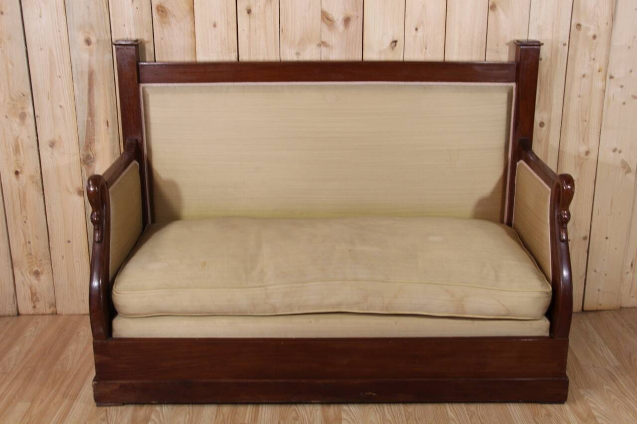 Restoration Period Turkish Sofa in Mahogany with Swan Neck