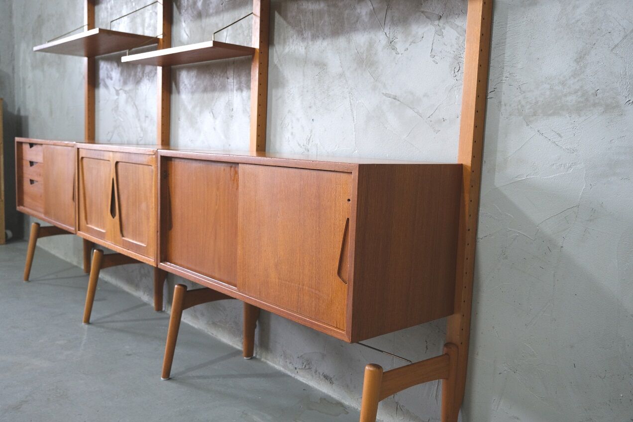 Mid-Century Modular Free Standing  Teak Wall Unit by Kjell Riise for Brodrene Jatogs, Norway, 1960s