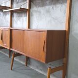 Mid-Century Modular Free Standing  Teak Wall Unit by Kjell Riise for Brodrene Jatogs, Norway, 1960s