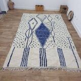 Vintage Azilal rug 290x190 cm - Blue geometric patterns