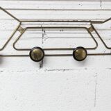 Vintage 1960s golden brass wall coat rack