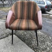 Mid-Century brown armchair in metal and upholstery fabric, VEB Waldheim 1960s