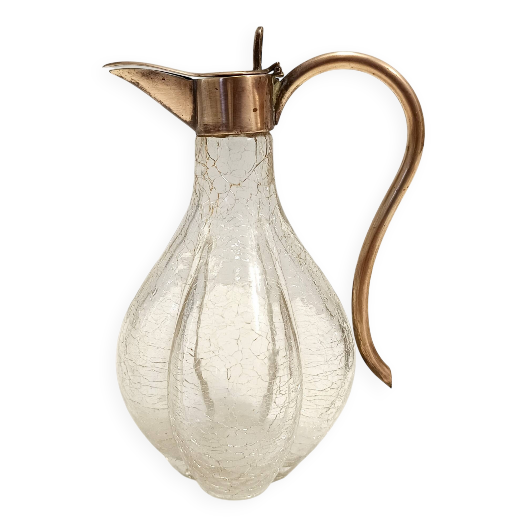 Vintage Brass and Murano Glass Liqueur Decanter or Whiskey Noggin, Italy