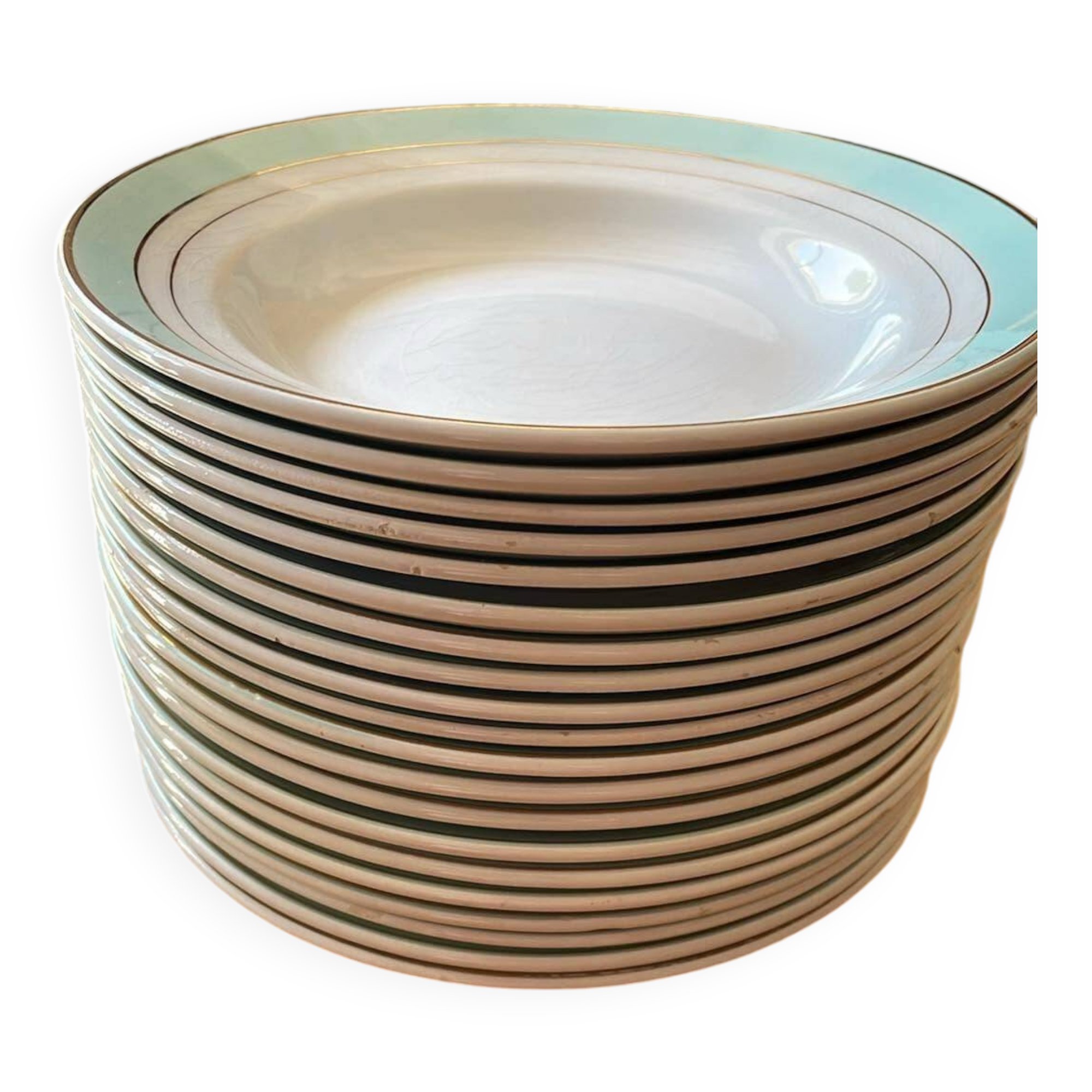 set of 20 KG Luneville soup plates, Epinay model