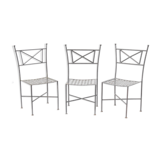 Suite of 3 iron chairs