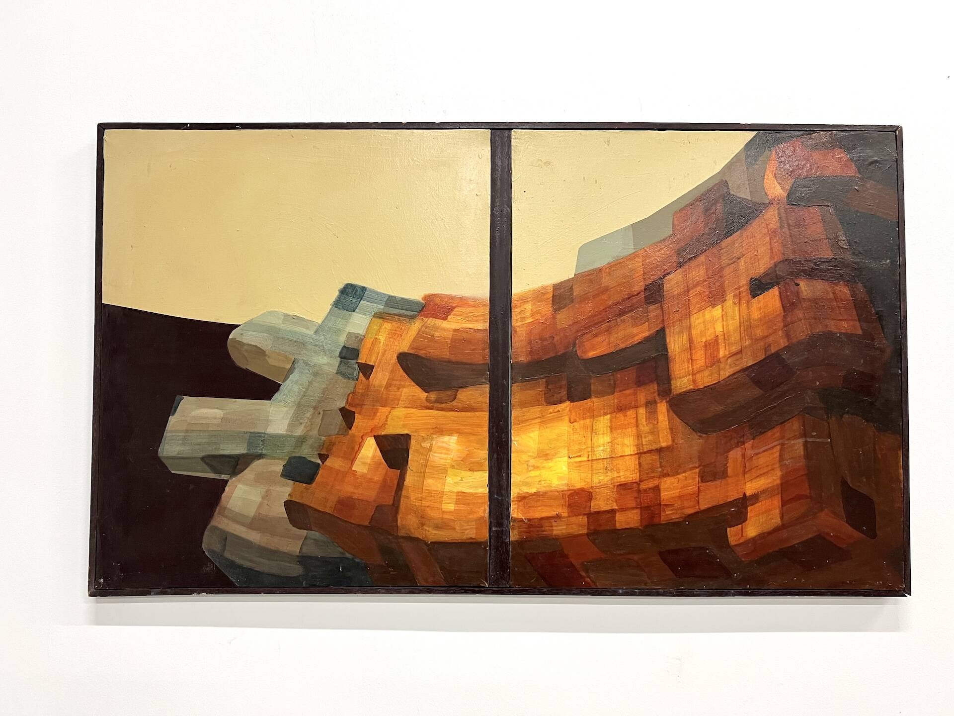 Modernist diptych, oil on canvas