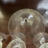 Art Nouveau Set of 32 Crystal Glasses - Engraved and Frosted Floral Pattern