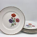 6 Flat porcelain plates "Moulin des Loups" Beaulieu model